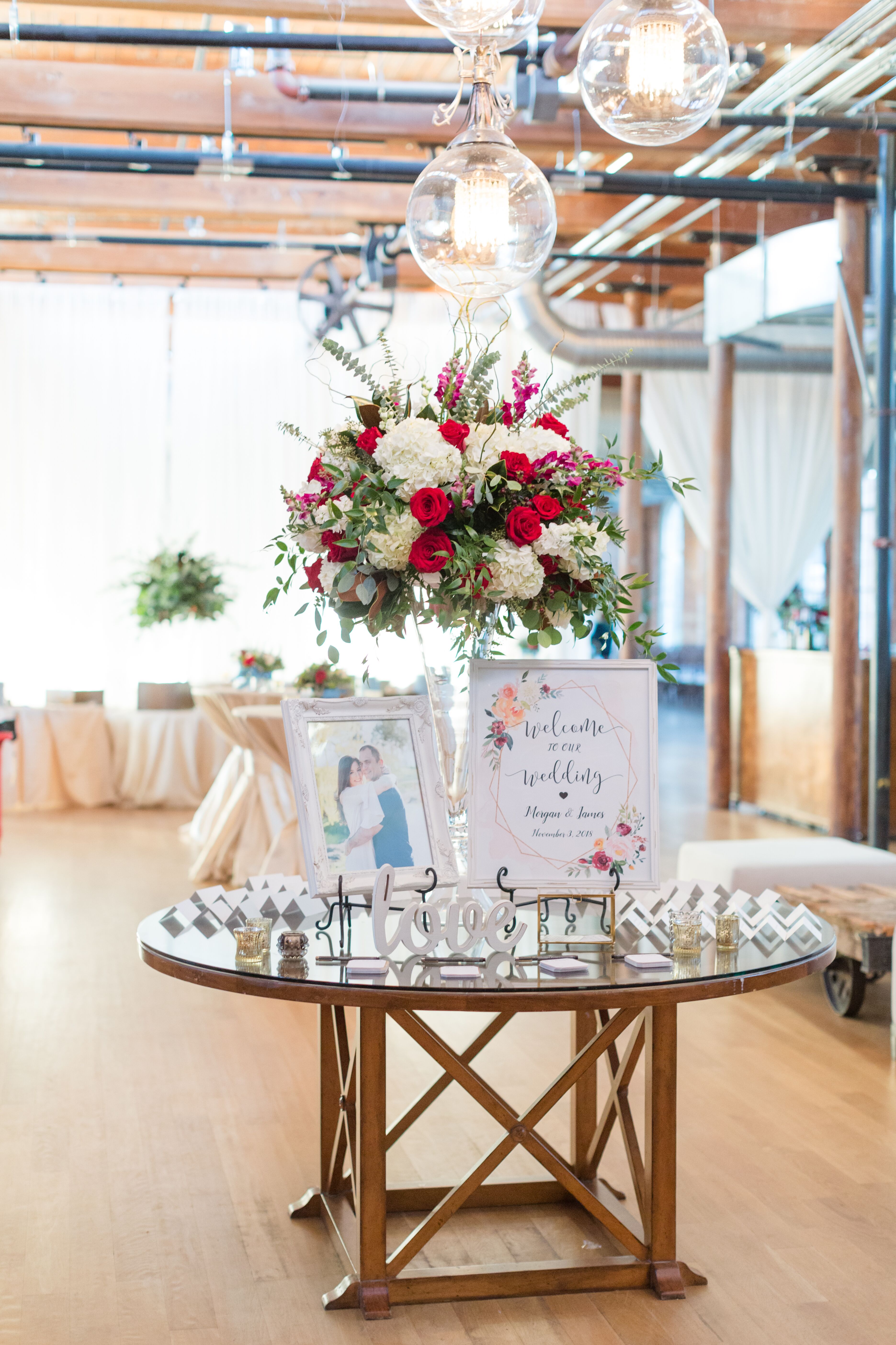 I like to use large blooms such as hydrangea and fully open roses in large scale pieces; while these flowers would likely overpower a small compote container. 